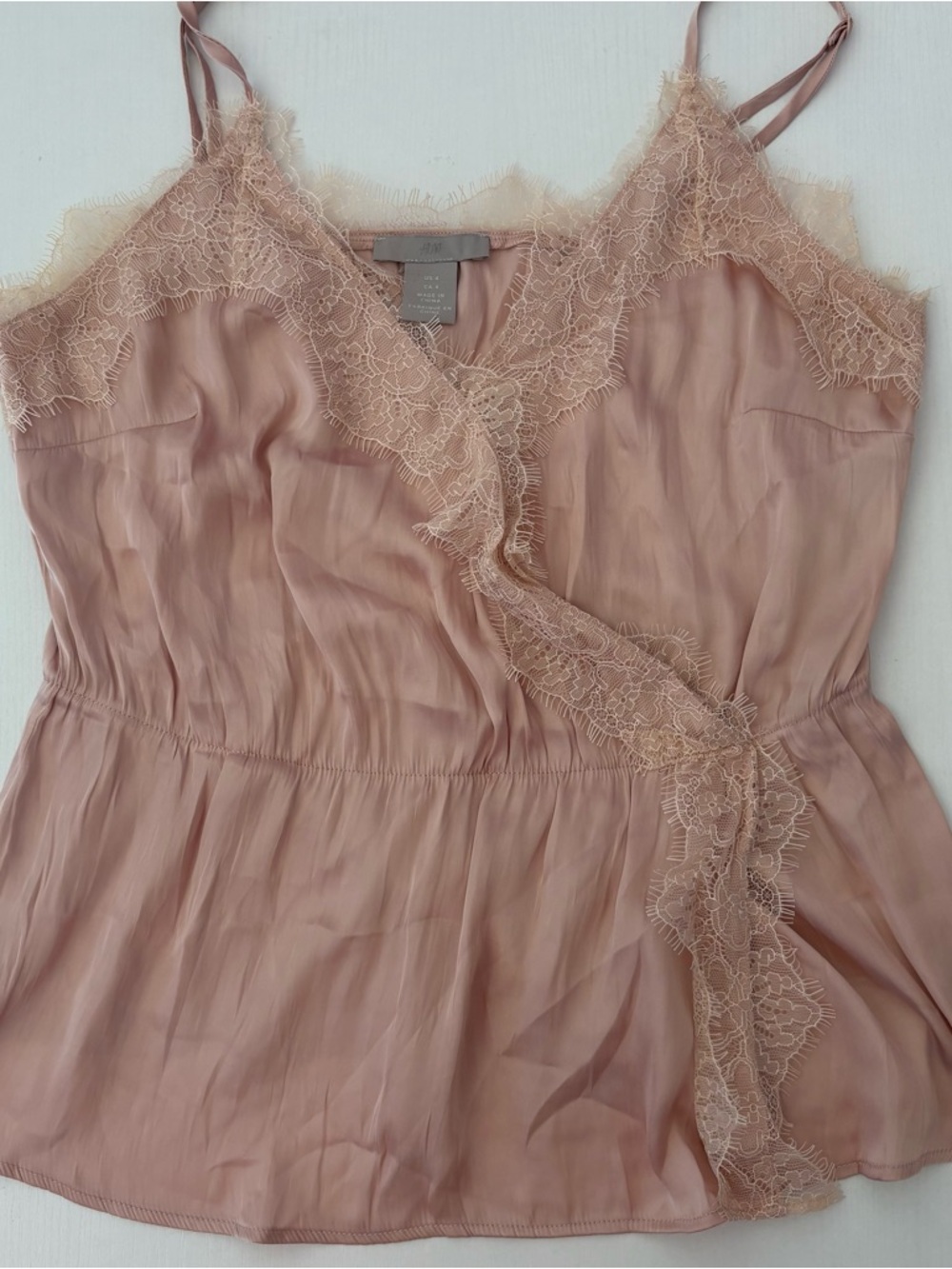 H&M Women’s Lace Trim Camisole Top in Dusty Rose size 4